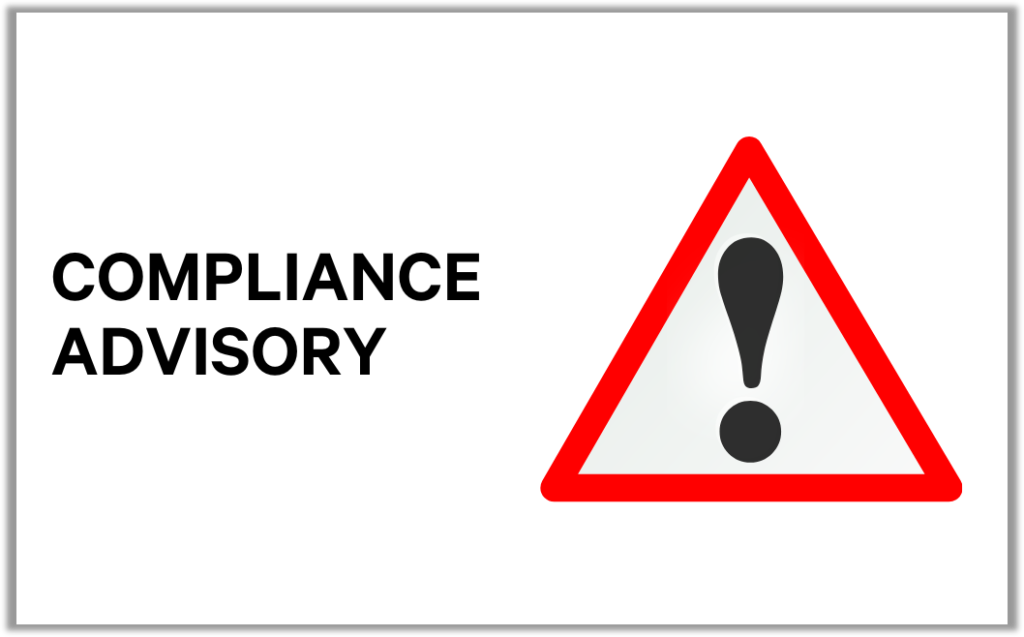 Compliance advisory warning triangle